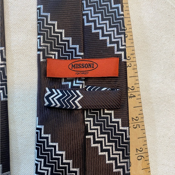 Missoni for Target Other - Missoni for Target Brown Black and White Diagonal Zigzag Tie 100% Silk OSFM